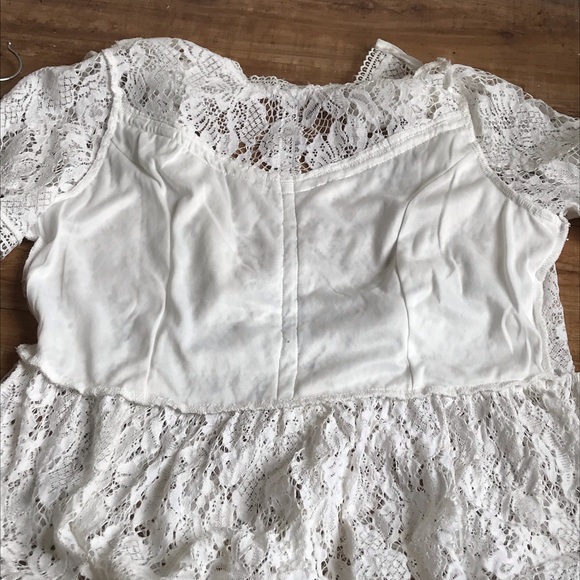 Amazon Tobrief Sheer Lace  Peplum Blouse White - Picture 10 of 10